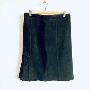 Ann Taylor LOFT Leather Suede Black Knee Length Skirt 8
